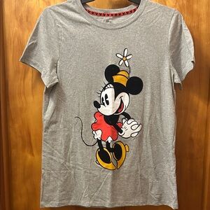 Disney Gray Tee with Minnie Mouse in Red and Gold